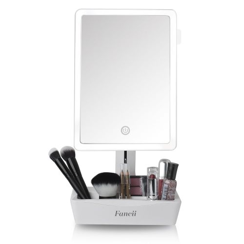  Fancii LED Lighted Large Vanity Makeup Mirror with 10X Magnifying Mirror - Dimmable Natural Light, Touch Screen, Dual Power, Adjustable Stand with Cosmetic Organizer - Gala