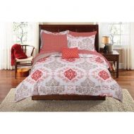 Fancy Teen Girls Pink Coral Damask 8 Piece Comforter Set, QUEEN Size Bed in A Bag