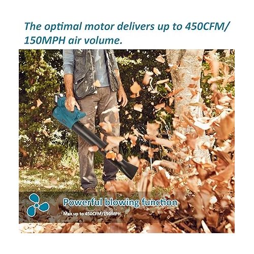  Cordless Leaf Blower with 2 X 5.0 Battery & Charger,460CFM 6 Adjustable Speeds and 2 Adjustable Tubes,Battery Powered Leaf Blower Lightweight for Snow Blowing & Yard Cleaning