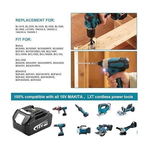  Fancy Buying CO. 2Packs 18V 6000mah Replacement Battery for Makita, Battery for Makita BL1850 BL1830 BL1860,Compatible with 18V Makita Battery Tools and Chargers