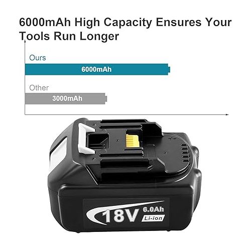  Fancy Buying BL1830 BL1840 Replacement 18V 6000mAh Battery for Makita 18V LXT Lithium-Ion BL1815 BL1830 BL1835 BL1840 BL1845 BL1850 BL1860 LXT400 Cordless Power Tools Battery