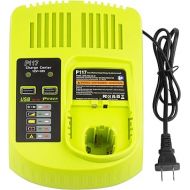 Replacement Ryobi P117 P118 P119 Dual Chemistry Charger Li-ion & Ni-cad Ni-Mh Battery Charger 12V 18V MAX for Ryobi One+ Plus Battery 1400670 P122 P161 P162 P164 P189 P190 P191 P192 P193 P194 P197