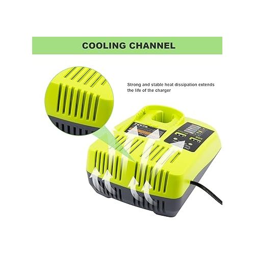  Replacement Ryobi P117 P118 P119 Dual Chemistry Charger Li-ion & Ni-cad Ni-Mh Battery Charger 12V 18V MAX for Ryobi One+ Plus Battery 1400670 P122 P161 P162 P164 P189 P190 P191 P192 P193 P194 P197