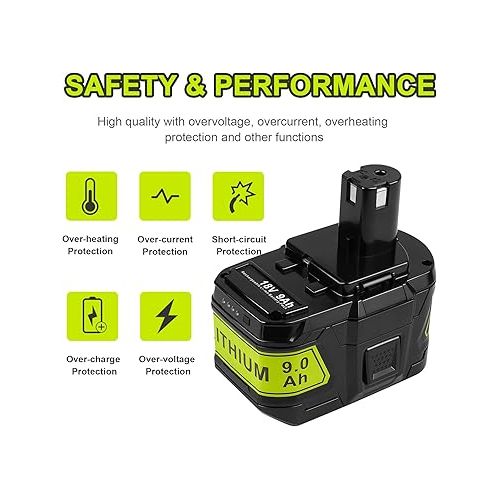  Fancy Buying 9.0 Ah Battery for Ryobi 18V Battery for Ryobi ONE+P102 P103 P105 P107 P108 P109 P122 Cordless Tool Battery [2Pack] (2 Pack)