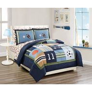 [아마존베스트]Fancy Linen Fancy linen 5 Pc Twin Size Sport Kids Teens Baseball Basketball Football Soccer White Black Orange Brown Navy Blue Green Light Blue Comforter and Sheet Set New # Sport Navy