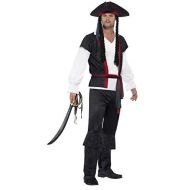 Fancy Me Mens Black Red Caribbean Pirate TV Book Film Halloween Carnival Stag Do Fancy Dress Costume Outfit S-XL (Large)