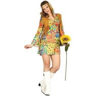 Fancy Me Ladies 1960s 1970s Hippie Hippy Mini Dress Flower Power Waistcoat Hen Do Night Party Fancy Dress Costume Outfit (UK 12-14)