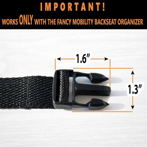  Fancy Mobility Strap Extender for Backseat Car Organizer (13 Inches, Black) (1 Pack)