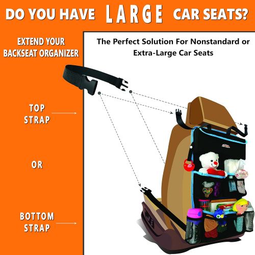  Fancy Mobility Strap Extender for Backseat Car Organizer (13 Inches, Black) (1 Pack)
