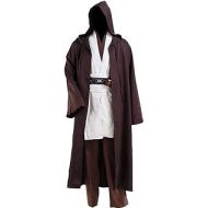 Fancycosplay Jedi Robe Cosplay Costume Set Men Halloween Outfit Brown White with Belt and Pocket Full Suit - US Size