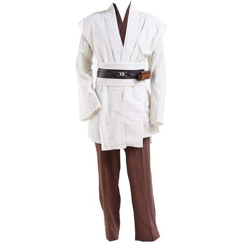  할로윈 용품Fancycosplay Jedi Robe Cosplay Costume Set Men Halloween Outfit Brown White with Belt and Pocket Full Suit - US Size