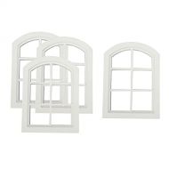 Fancyes 4Pcs Arch Wooden Dollhouse Windows Frame 6 Pane Acessories DIY Decration