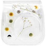 Fancyme PVC Transparent Camera Case Compatible with Fujifilm Instax Mini 11 9 8 Instant Film Camera with Adjustable Shoulder Strap Bag Protective Cover (Daisy Gypsophila)