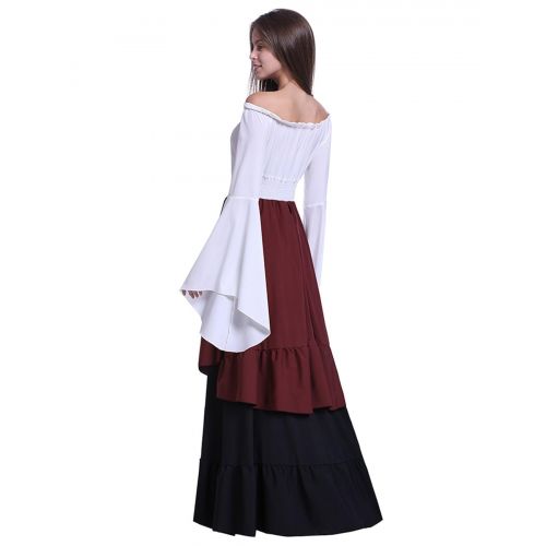  Fancyqube Womens Medieval Renaissance Costume Retro Floor Length Off Shoulder Gown Dresses