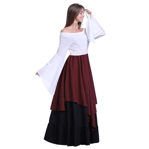  Fancyqube Womens Medieval Renaissance Costume Retro Floor Length Off Shoulder Gown Dresses