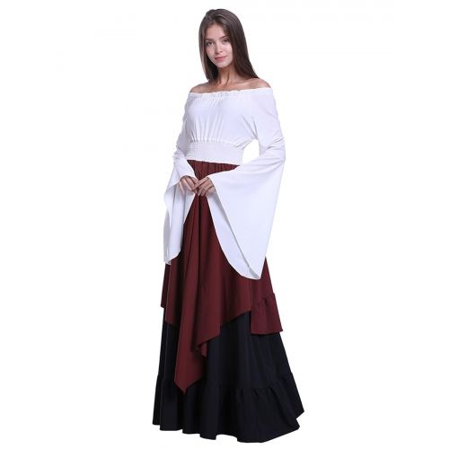  Fancyqube Womens Medieval Renaissance Costume Retro Floor Length Off Shoulder Gown Dresses
