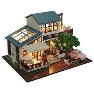 Fancystar DIY Dollhouse Wooden Miniature Furniture Kit with LED and Music Birthday Gifts for Boys and Girls, London Holiday