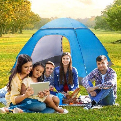  Fancystar Pop-up Tent Automatic Instant Portable 3-4 Persons Waterproof Tent Outdoor Camping Backpacking Hiking Beach Portable Shelter Tent, 210 x 210 x 130 cm