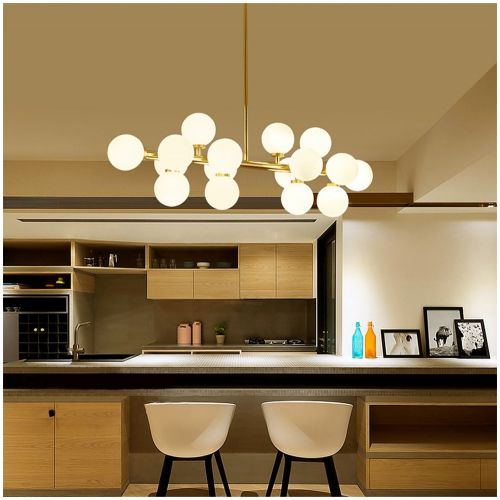  Fandian Post-Modern Ceiling Light LED Chandelier Pendant Lamp, DNA Shaped with G4 LED Kits (Bright Gold)