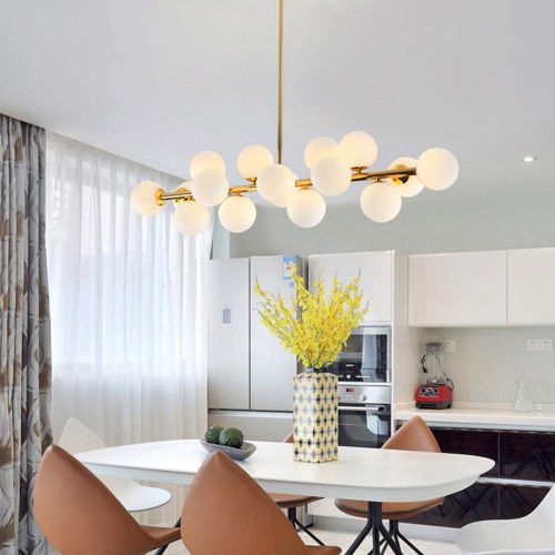  Fandian Post-Modern Ceiling Light LED Chandelier Pendant Lamp, DNA Shaped with G4 LED Kits (Bright Gold)