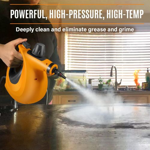  [아마존베스트]KoolaMo Pressure Steam Cleaner, Car Cleaning Portable Handheld Steamer Cleaner with 9-Piece Accessories Chemical-Free Cleaning for Home Use Furniture Car