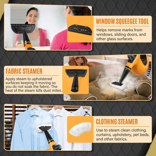  [아마존베스트]KoolaMo Pressure Steam Cleaner, Car Cleaning Portable Handheld Steamer Cleaner with 9-Piece Accessories Chemical-Free Cleaning for Home Use Furniture Car