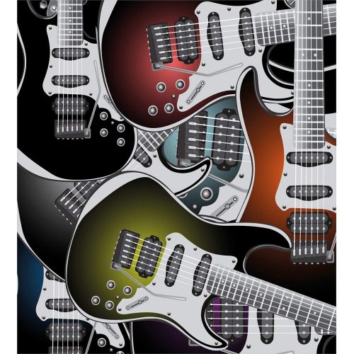  Fandim Fly Full bedding sets for boys,Popstar Party Duvet Cover Set,Pile of Graphic Colorful Electric Guitars Rock Music Stringed Instruments,Decorative 4 Piece Bedding Set with 2