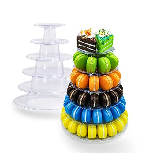  Fangfang 6 Tier Cupcake Holder Stand,Round Macaron Tower Stand,Clear Acrylic Cupcake Display Riser,Cake Display Rack for Wedding Birthday Party Decor