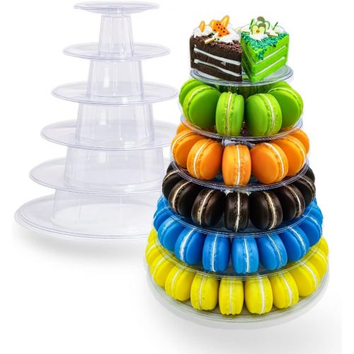  Fangfang 6 Tier Cupcake Holder Stand,Round Macaron Tower Stand,Clear Acrylic Cupcake Display Riser,Cake Display Rack for Wedding Birthday Party Decor