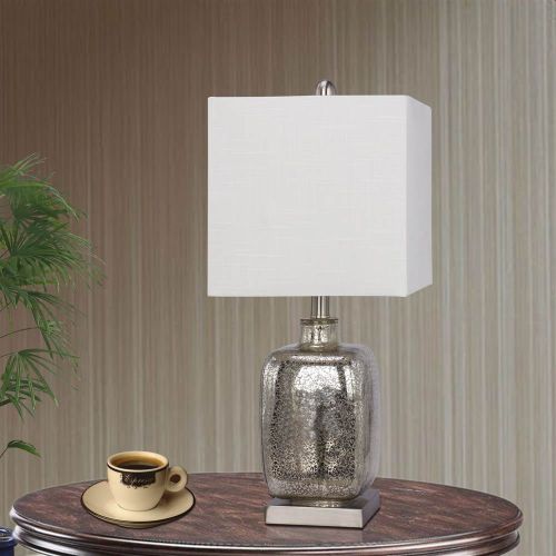  Martin Richard 22 in. Glass & Metal Silver Table Lamp