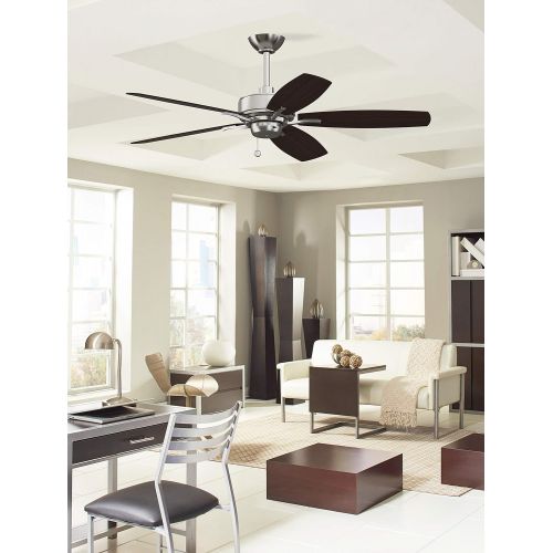  Fanimation Aire Deluxe - 52 inch - Brushed Nickel with CherryDark Walnut Reversible Blades and Pull-Chain - FP6284BN