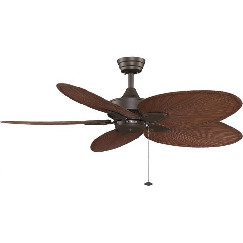  Fanimation Windpointe - 22 inch - Antique Brass with Natural Palm Narrow Oval Blades with Pull-Chain - FP7500AB