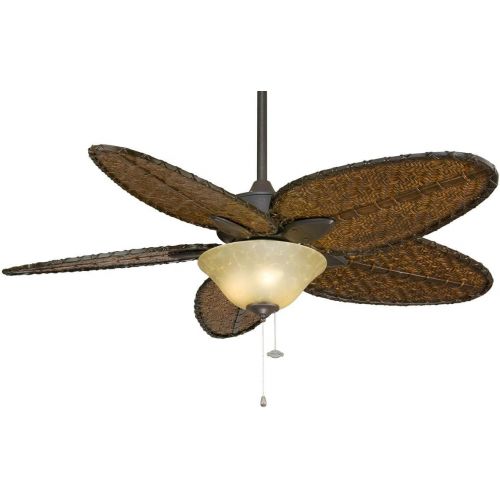  Fanimation Windpointe - 22 inch - Antique Brass with Natural Palm Narrow Oval Blades with Pull-Chain - FP7500AB