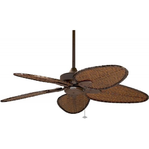  Fanimation Windpointe - 22 inch - Antique Brass with Natural Palm Narrow Oval Blades with Pull-Chain - FP7500AB