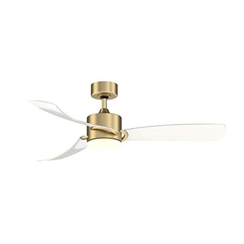  Fanimation FP8511BS SculptAire 52 inch Indoor/Outdoor Ceiling Fan with Clear Blade Set and LED Light Kit, Brushed Satin Brass