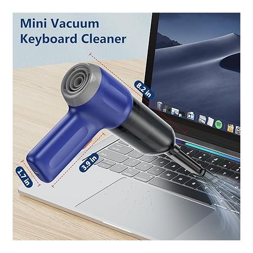 Fanisic Mini Vacuum, Wireless Handheld Car Vacuum Cleaner Rechargeable, 8000PA Strong Suction, 3 in1 Dust Buster & Air Blower & Hand Pump,Dry Use for Car, Keyboard, Inflate/Deflate Swim Ring