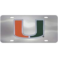 FANMATS NCAA Miami Hurricanes Die Cast License Platedie Cast License Plate, Chrome, 6X12