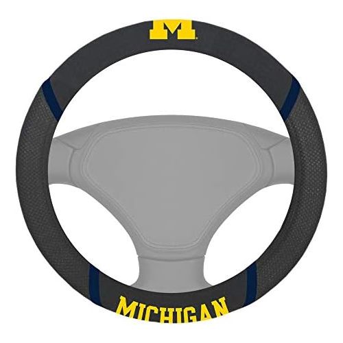  FANMATS 14822 NCAA University of Michigan Wolverines Polyester Steering Wheel Cover