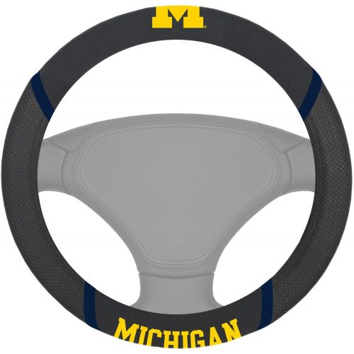  FANMATS 14822 NCAA University of Michigan Wolverines Polyester Steering Wheel Cover