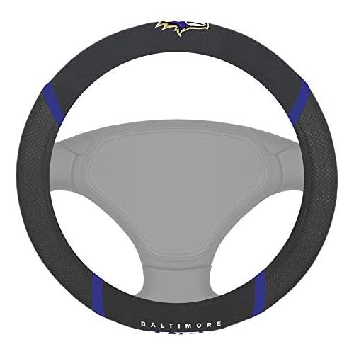  FANMATS 15621 Black Universal 15 Diameter Steering Wheel Cover