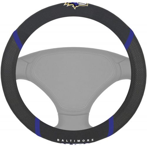  FANMATS 15621 Black Universal 15 Diameter Steering Wheel Cover