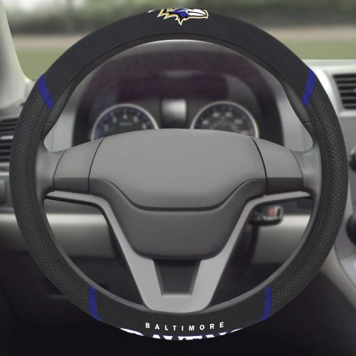  FANMATS 15621 Black Universal 15 Diameter Steering Wheel Cover