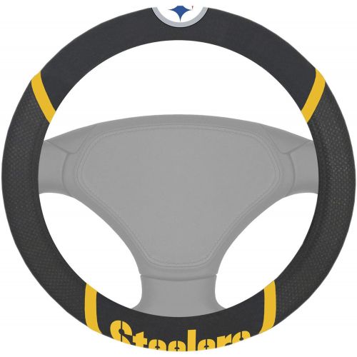  FANMATS 18564 Black Universal 15 Diameter Steering Wheel Cover