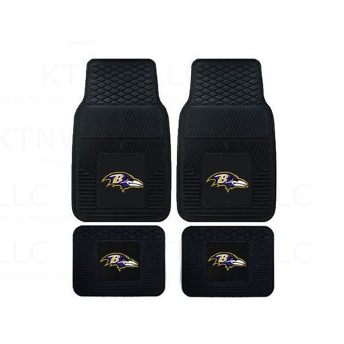  Fanmats NFL Baltimore Ravens Car Floor Mats Heavy Duty 4-Piece Vinyl - Front and Rear