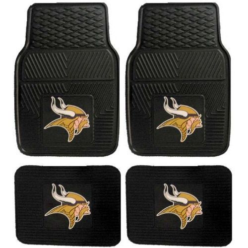  Fanmats NFL Minnesota Vikings Car Floor Mats Heavy Duty 4-Piece Vinyl - Front and Rear