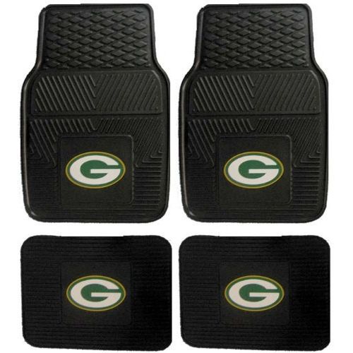  Fanmats NFL Green Bay Packers Car Floor Mats Heavy Duty 4-Piece Vinyl - Front and Rear