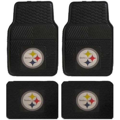  Fanmats NFL Pittsburgh Steelers Car Floor Mats Heavy Duty 4-Piece Vinyl - Front and Rear