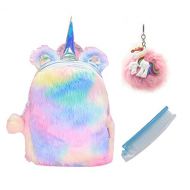 Fanovo Cute Plush Unicorn Backpack, Mini Unicorn Backpack, 3D Unicorn Backpack, Soft Rainbow Backbag Sweet Girls Daughter Gifts 12 inch Bag (Style 2)