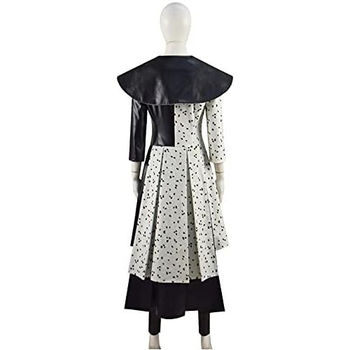  할로윈 용품Fansheng Women Cruella Deville Costume Coat Dress Full Set Outfits for Halloween Cosplay