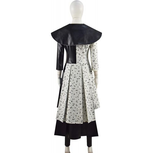  할로윈 용품Fansheng Women Cruella Deville Costume Coat Dress Full Set Outfits for Halloween Cosplay